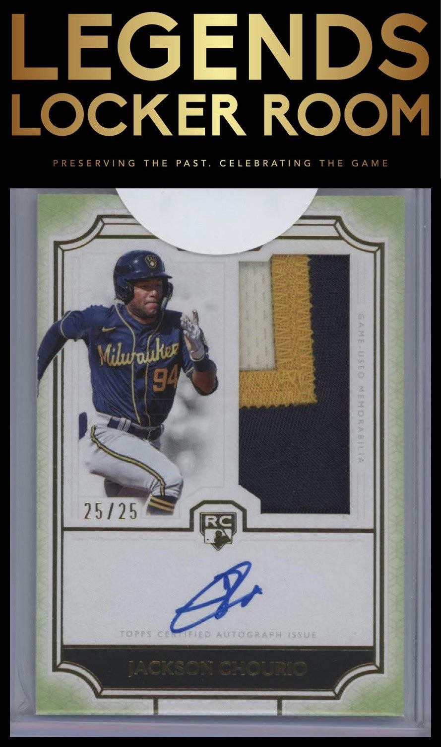 2024 Topps Definitive Collection Jackson Chourio Rookie Patch Auto Green /25