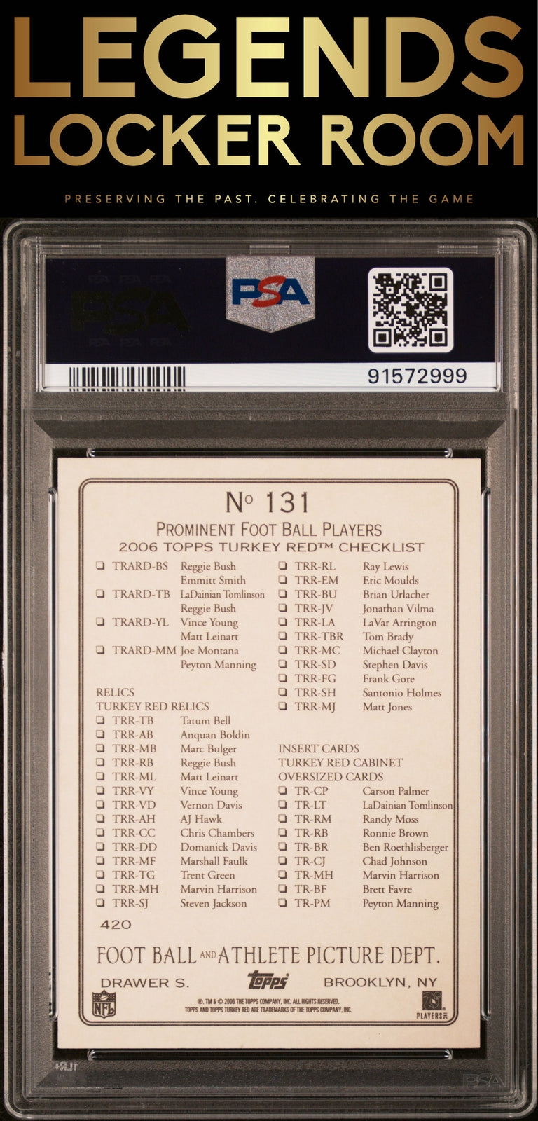 2006 Topps Turkey Red #131 Tom Brady Checklist PSA 9