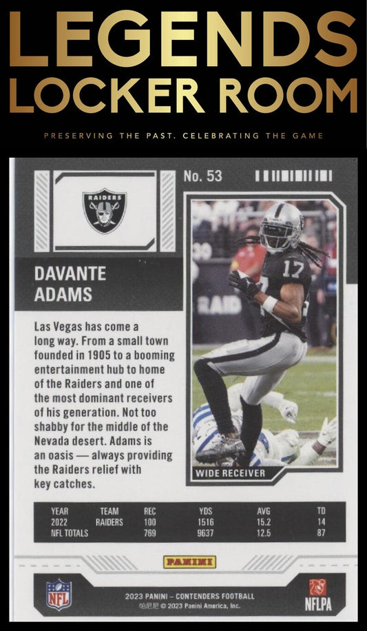 2023 Panini Contenders #53 Davante Adams Season Ticket