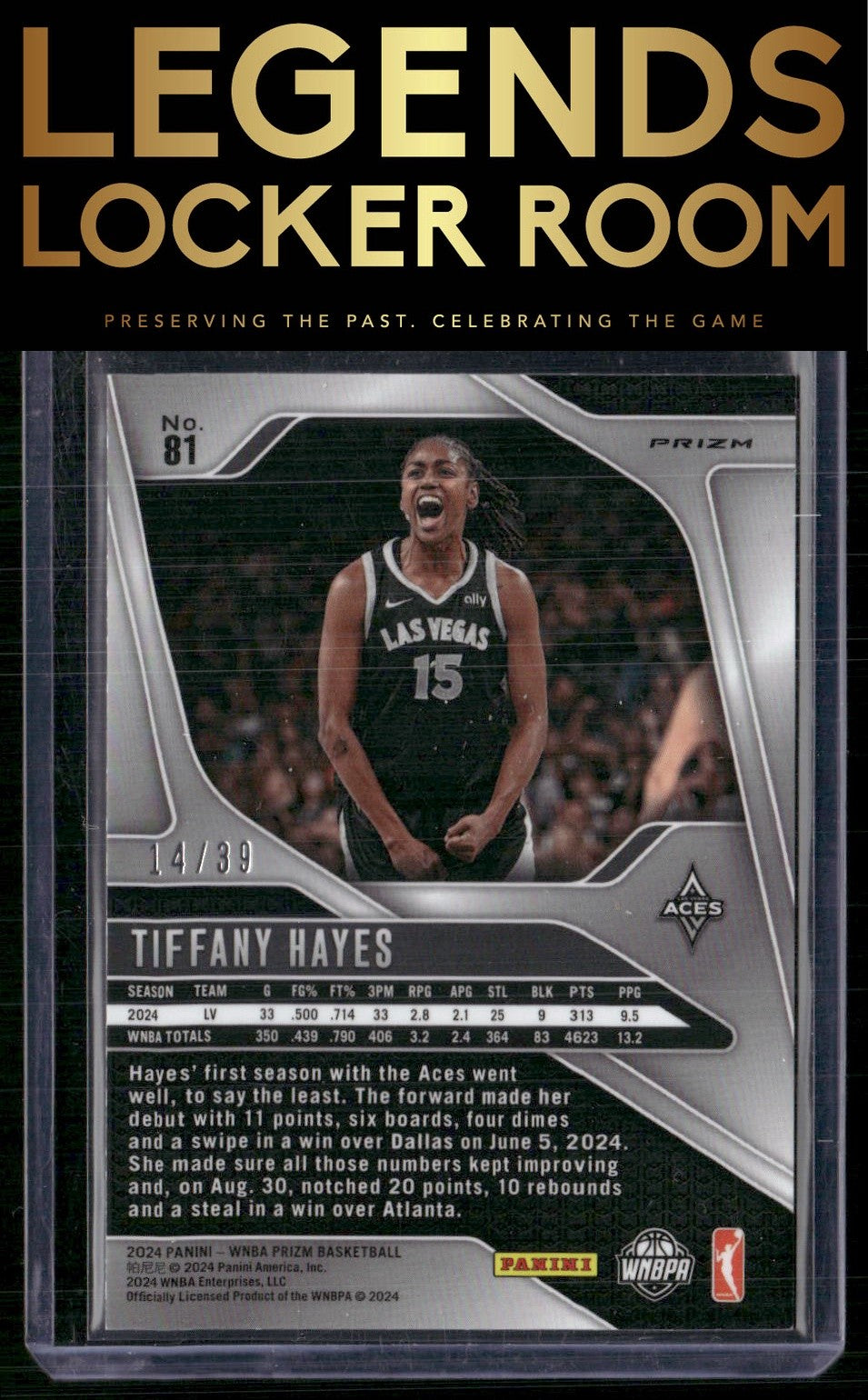 2024 Panini Prizm WNBA #81 Tiffany Hayes Black Velocity Prizms #/39
