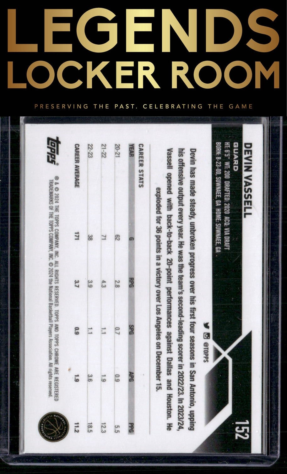 2023-24 Topps Chrome Sapphire Edition #152 Devin Vassell