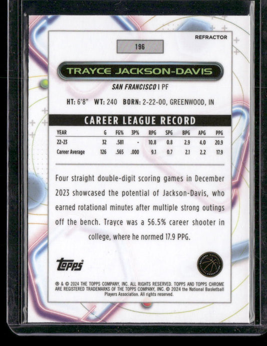 2023-24 Topps Chrome Cosmic #196 Trayce Jackson-Davis Refractors