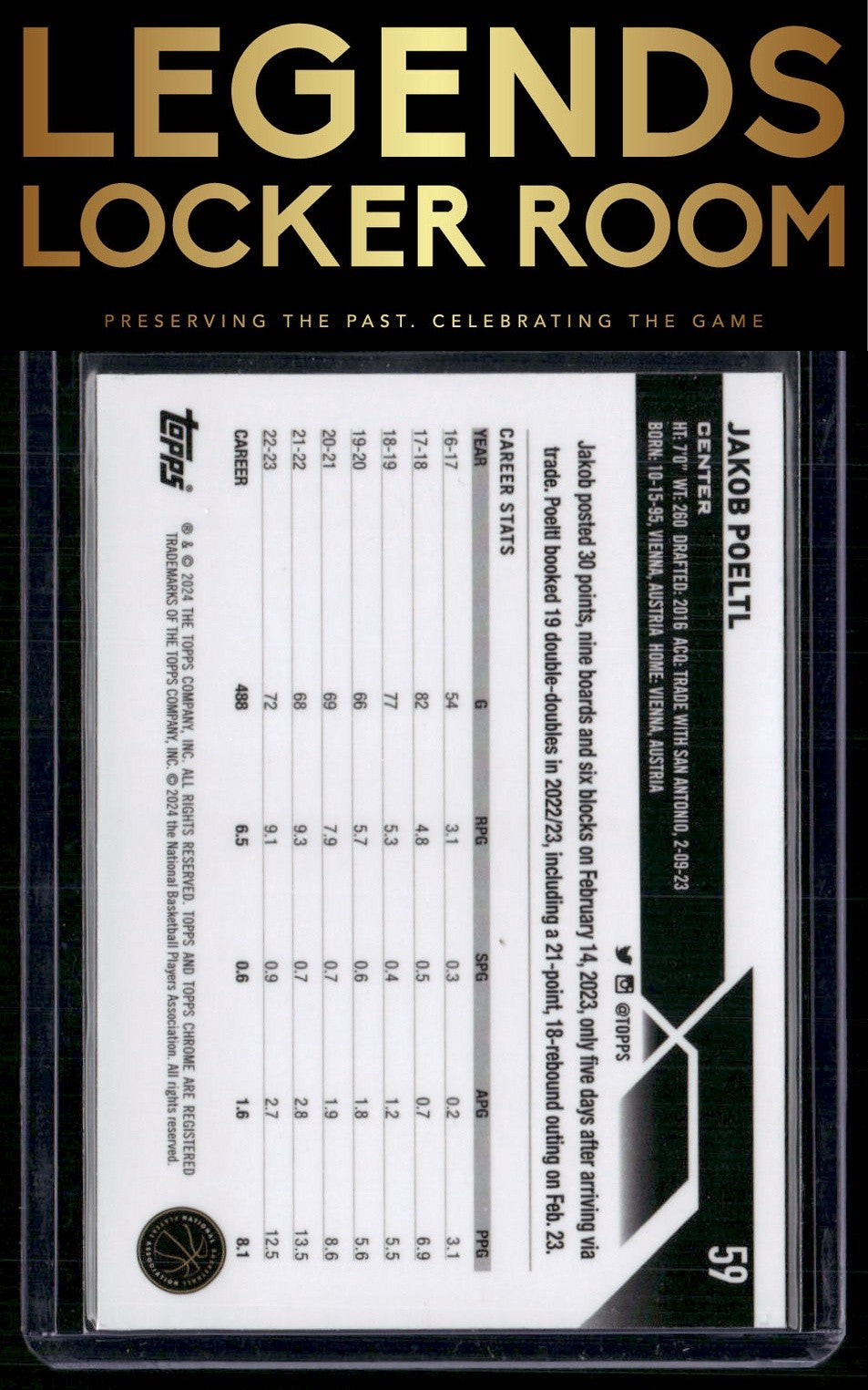 2023-24 Topps Chrome Sapphire Edition #59 Jakob Poeltl