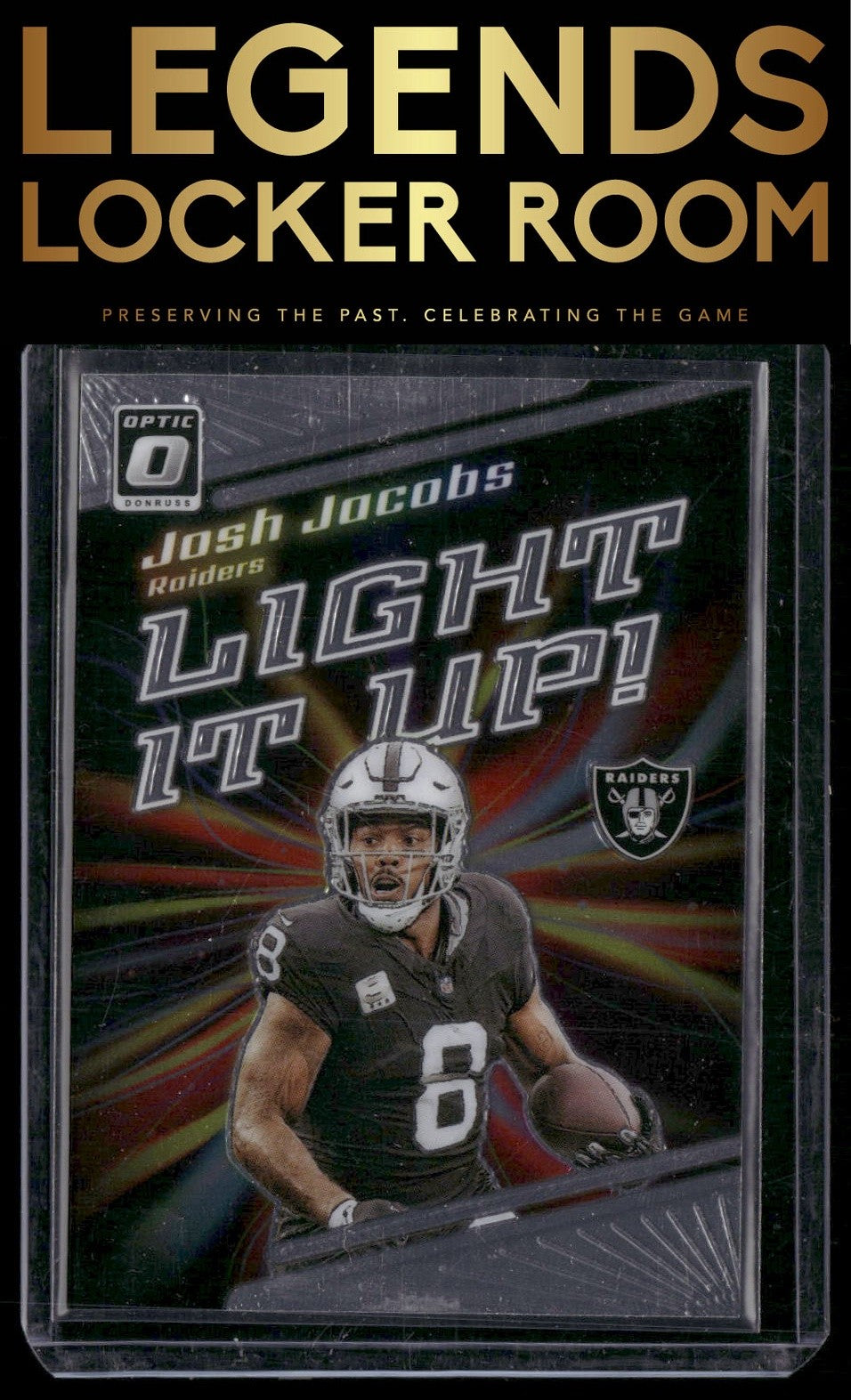 2023 Donruss Optic #LU-JJ Josh Jacobs Light It Up!