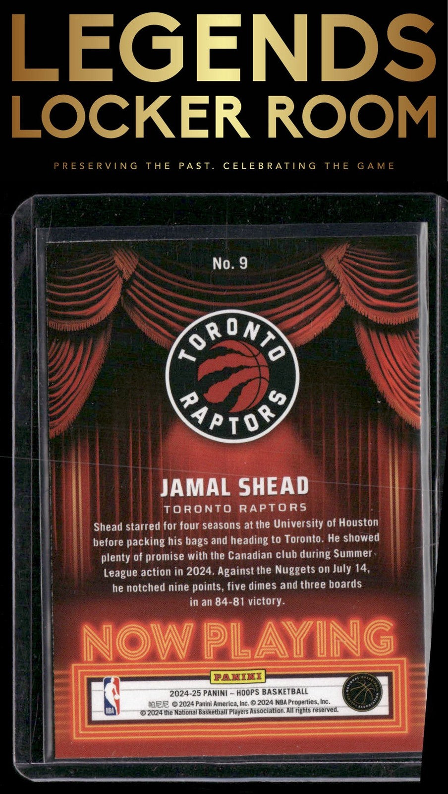 2024-25 Hoops #9 Jamal Shead Now Playing