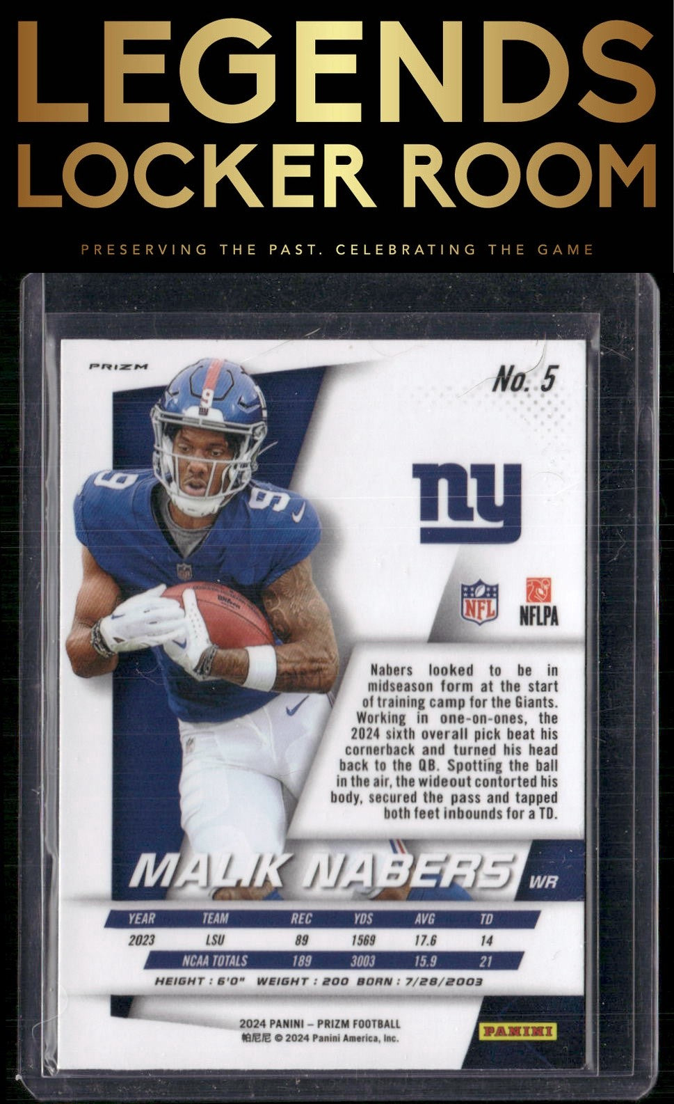 2024 Panini Prizm #5 Malik Nabers Prizm Flashback Rookie Silver Prizm