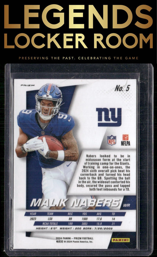 2024 Panini Prizm #5 Malik Nabers Prizm Flashback Rookie Silver Prizm