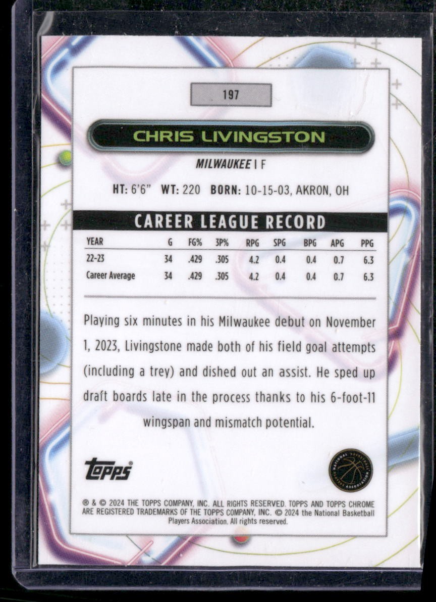 2023-24 Topps Chrome Cosmic #197 Chris Livingston