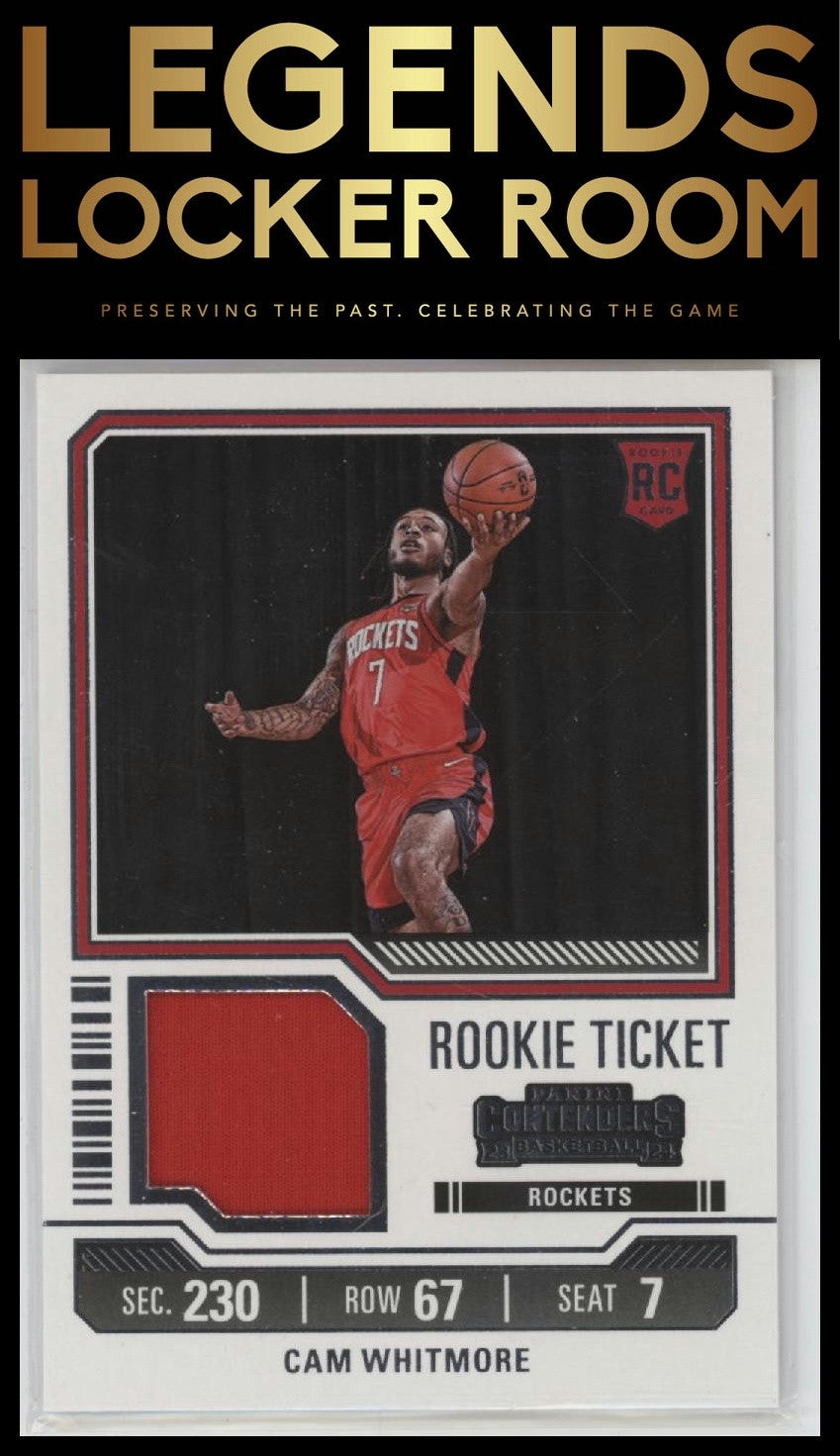 2023-24 Panini Contenders #RTS-CAM Cam Whitmore Rookie Ticket Swatches