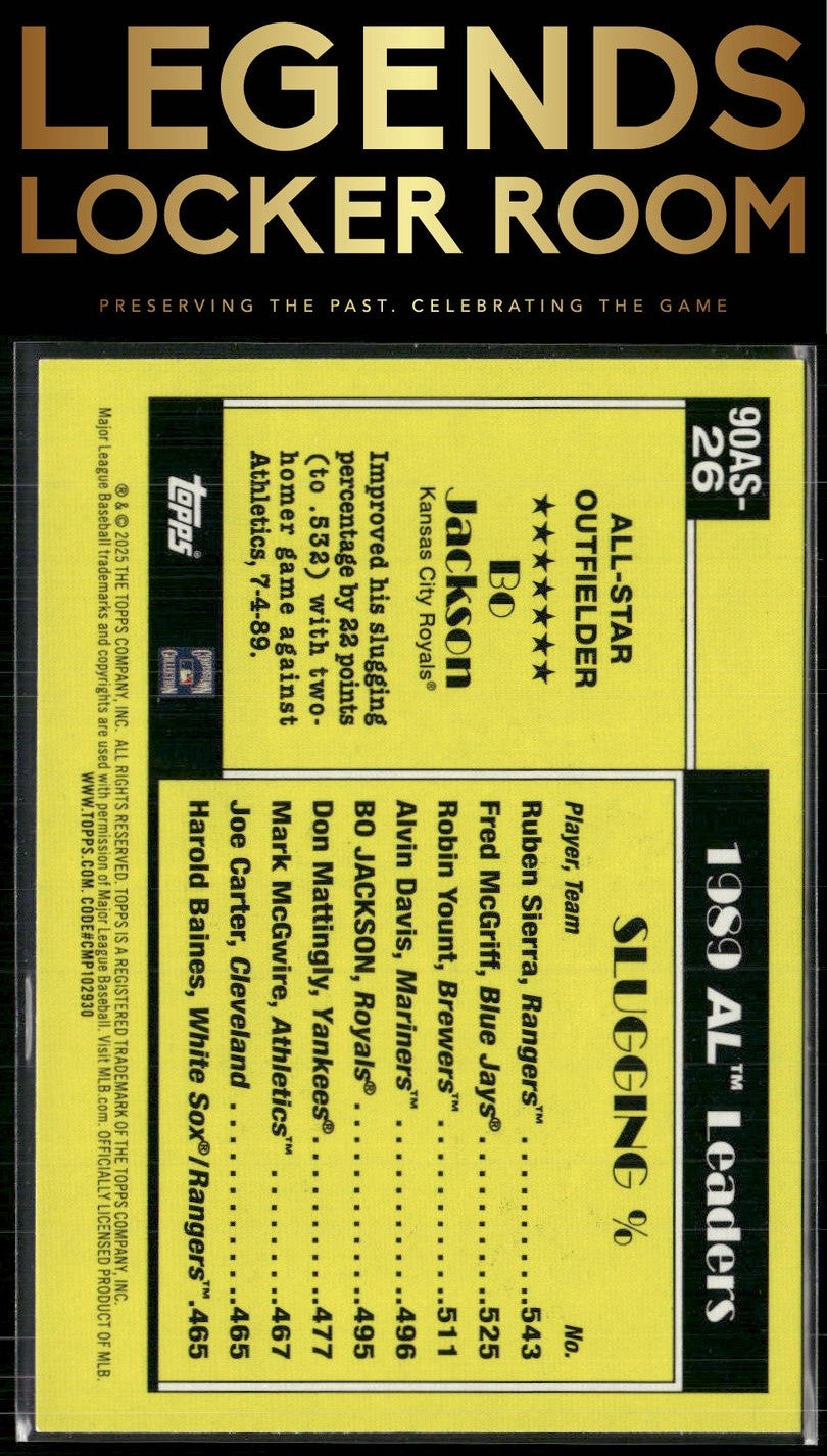 2025 Topps #90AS-26a Bo Jackson 1990 Topps Baseball 35th Anniversary All-Stars