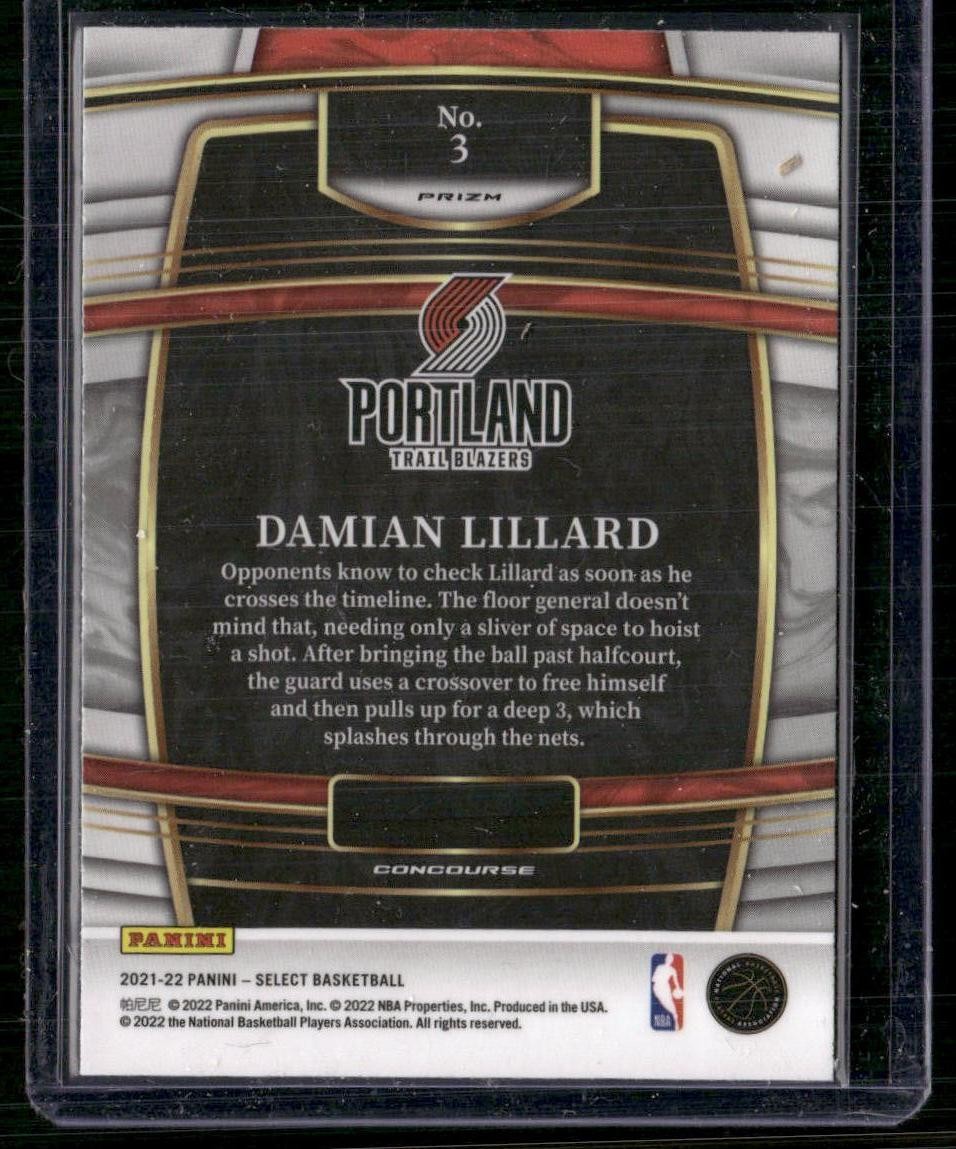 2021-22 Panini Select #3 Damian Lillard Cosmic Prizms