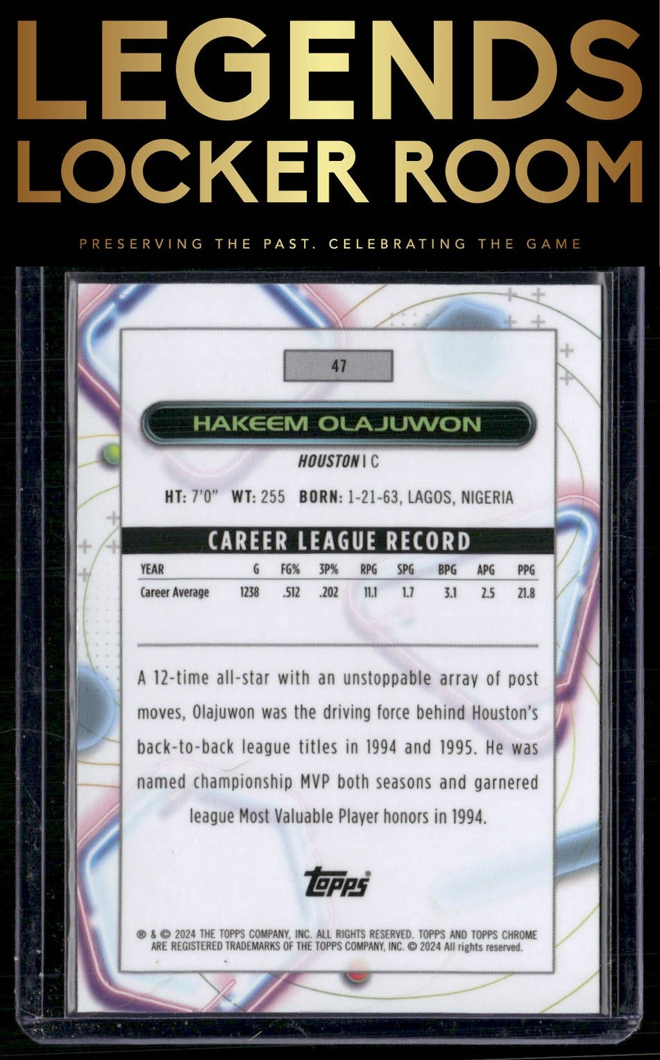 2023-24 Topps Chrome Cosmic #47 Hakeem Olajuwon