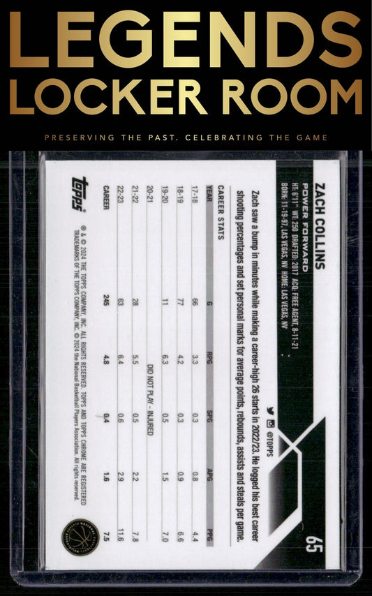 2023-24 Topps Chrome Sapphire Edition #65 Zach Collins