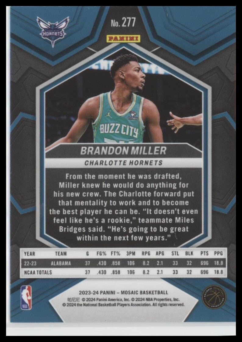 2023-24 Panini Mosaic #277 Brandon Miller City Edition
