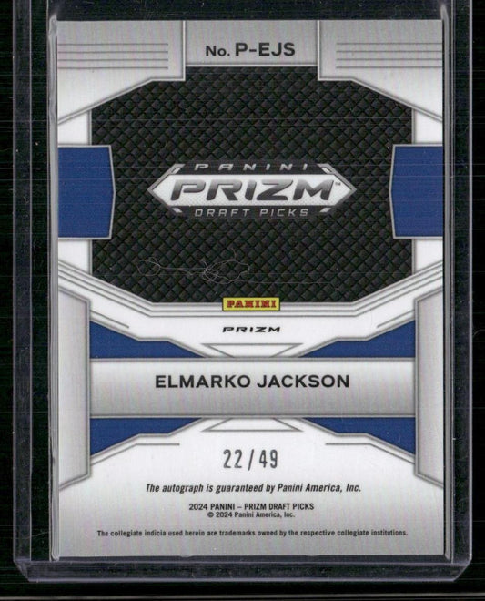 2024 Panini Prizm Draft Picks Elmarko Jackson Penmanship Orange Pulsar #/49