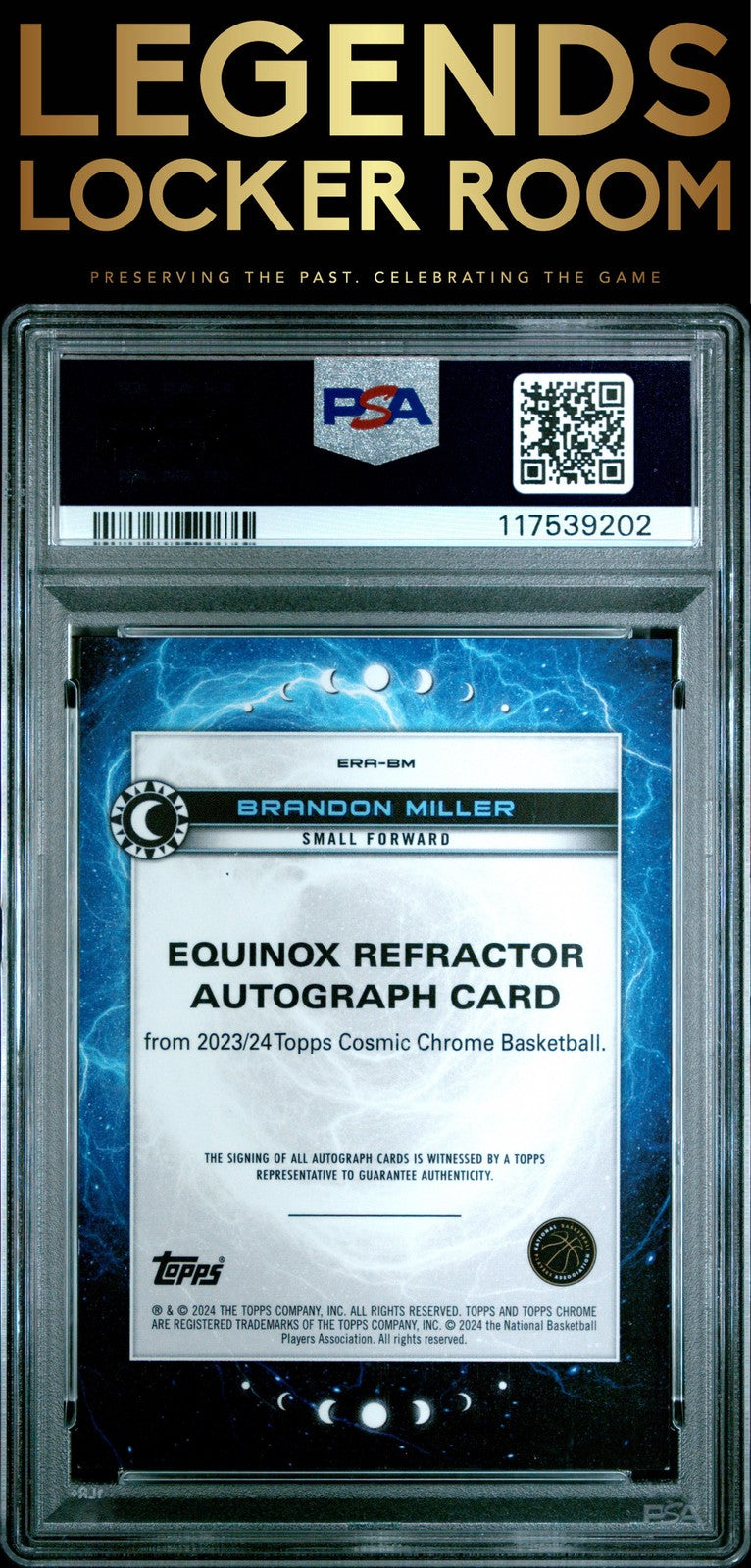 2023 Topps Cosmic Chrome Equinox Autographs Brandon Miller 2/5 PSA 9