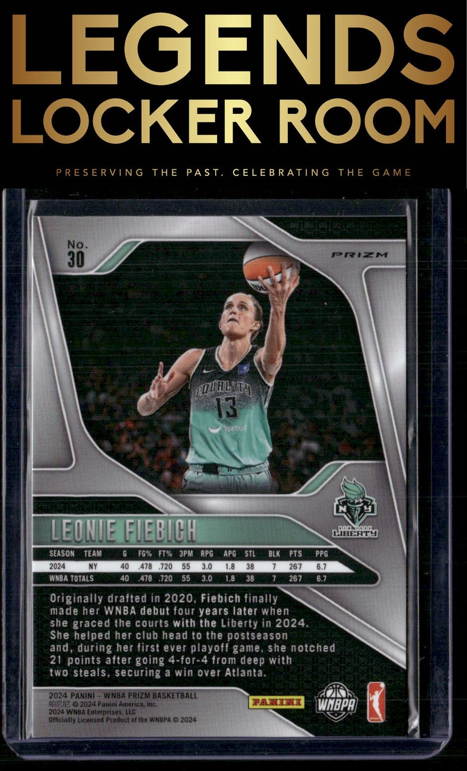 2024 Panini Prizm WNBA #30 Leonie Fiebich Silver Prizms