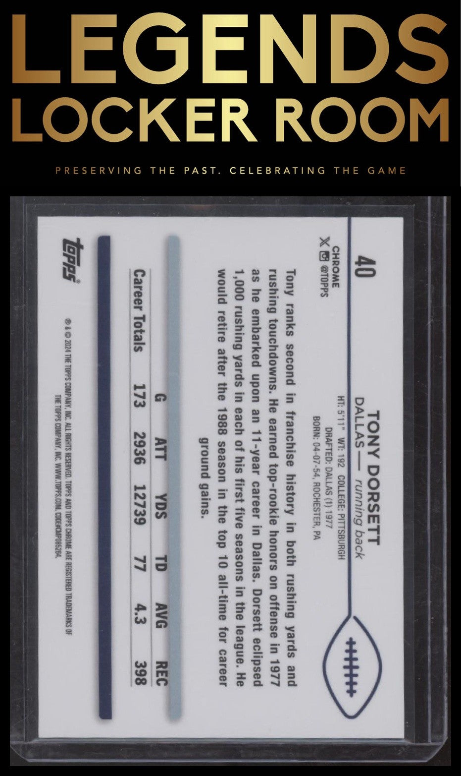 2024 Topps Chrome #40 Tony Dorsett Orange /25