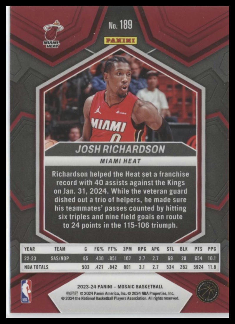 2023-24 Panini Mosaic #189 Josh Richardson