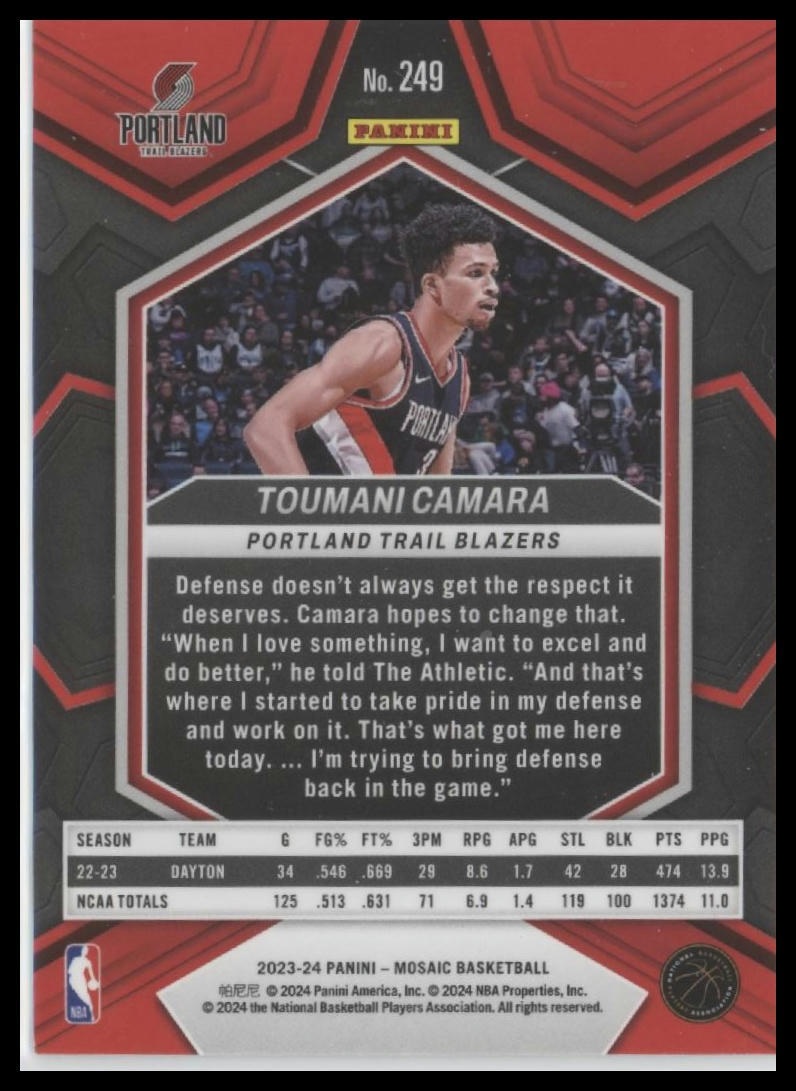 2023-24 Panini Mosaic #249 Toumani Camara