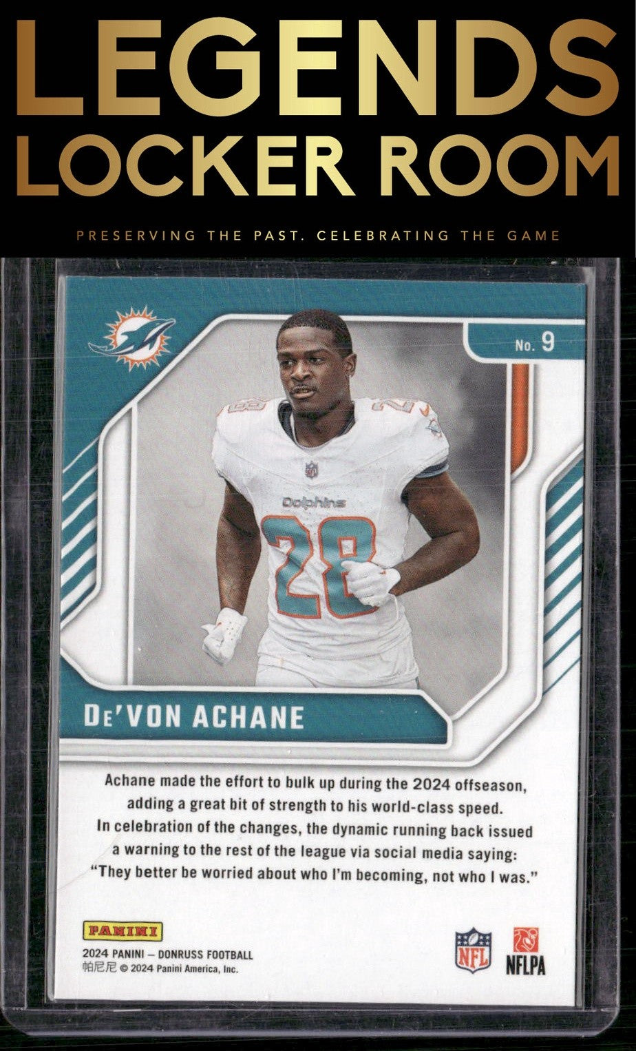 2024 Donruss #9 De'Von Achane The Elite Series
