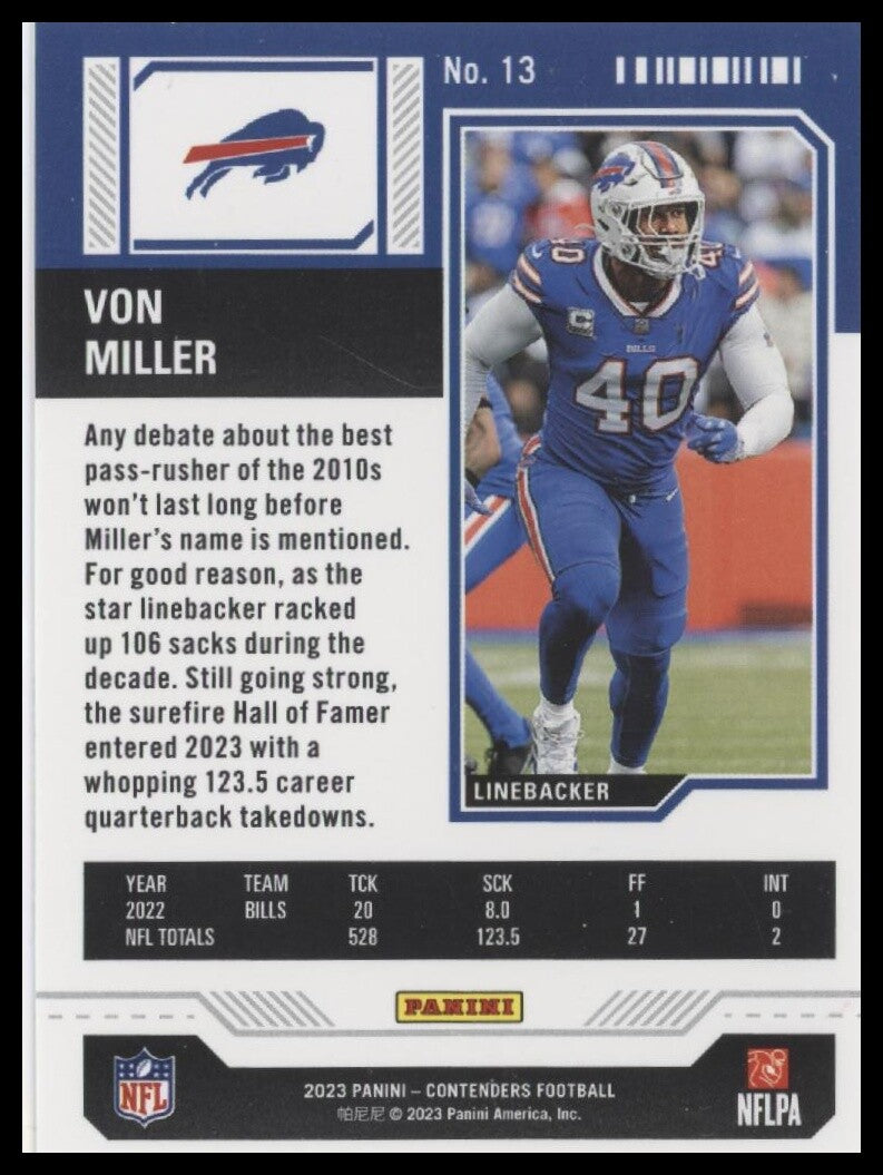 2023 Panini Contenders #13 Von Miller Season Ticket Retail