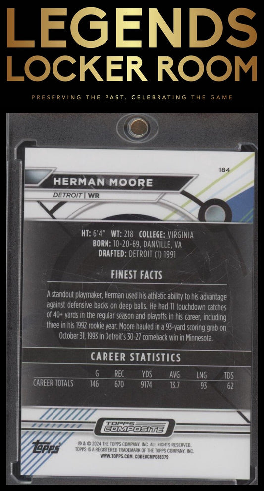 2023 Topps Composite #184 Herman Moore Finest Sky Blue Refractor #/325