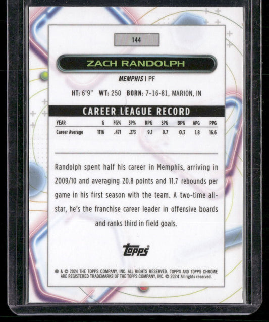 2023-24 Topps Chrome Cosmic #144 Zach Randolph Green Space Dust Refractors #/75