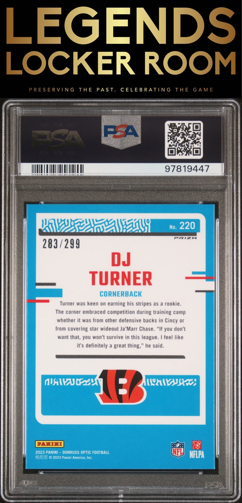 2023 Panini Donruss Optic #220 Dj Turner Aqua PSA 9