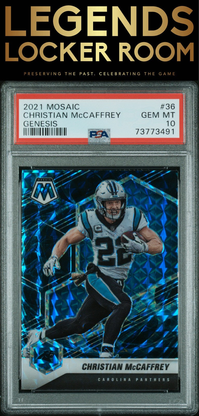 2021 Panini Mosaic #36 Christian Mccaffrey Genesis PSA 10