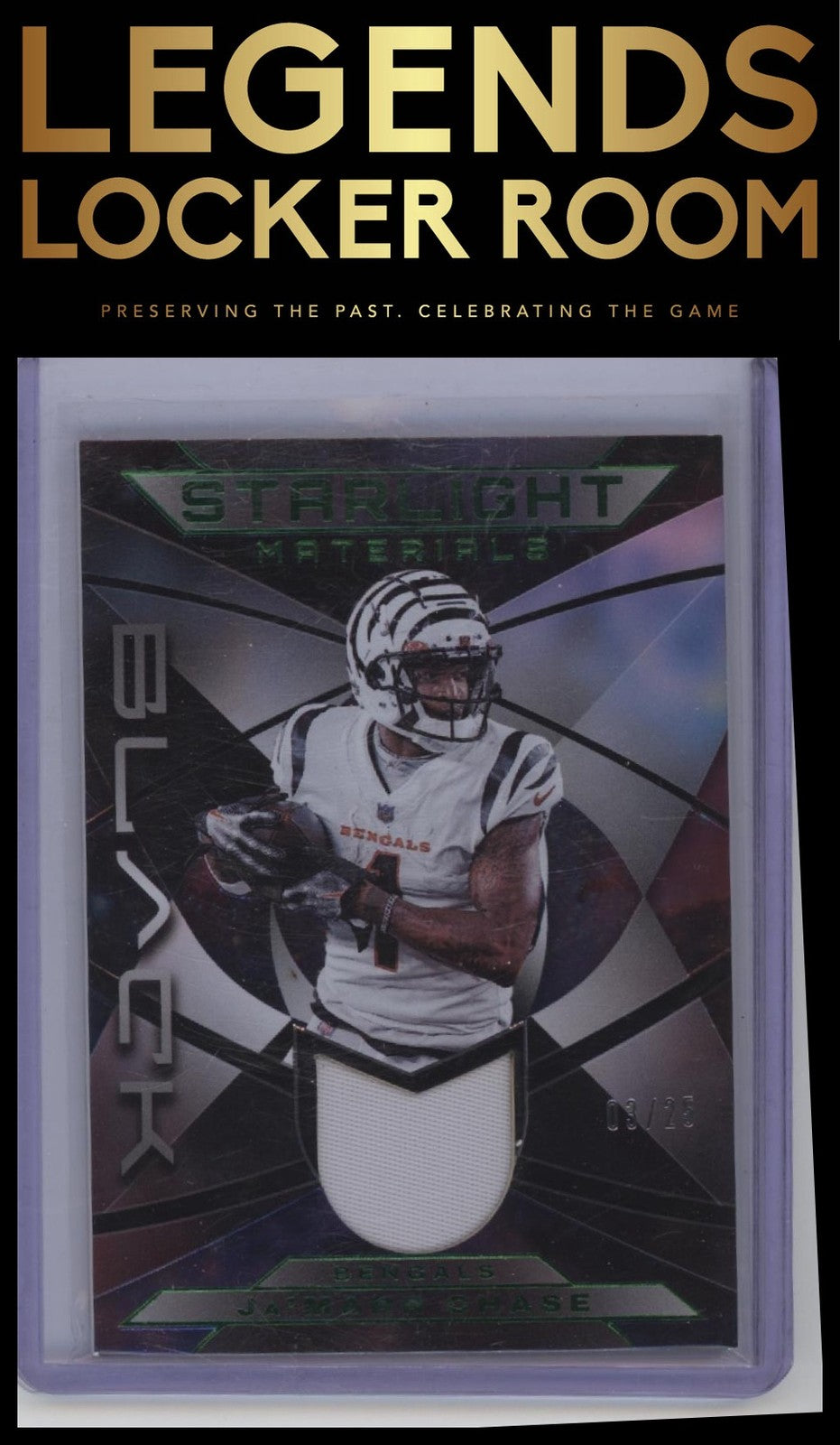 2024 Panini Black #SM-JC Ja'Marr Chase Starlight Materials Emerald #/25