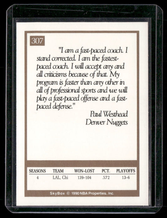 1990-91 SkyBox #307 Paul Westhead