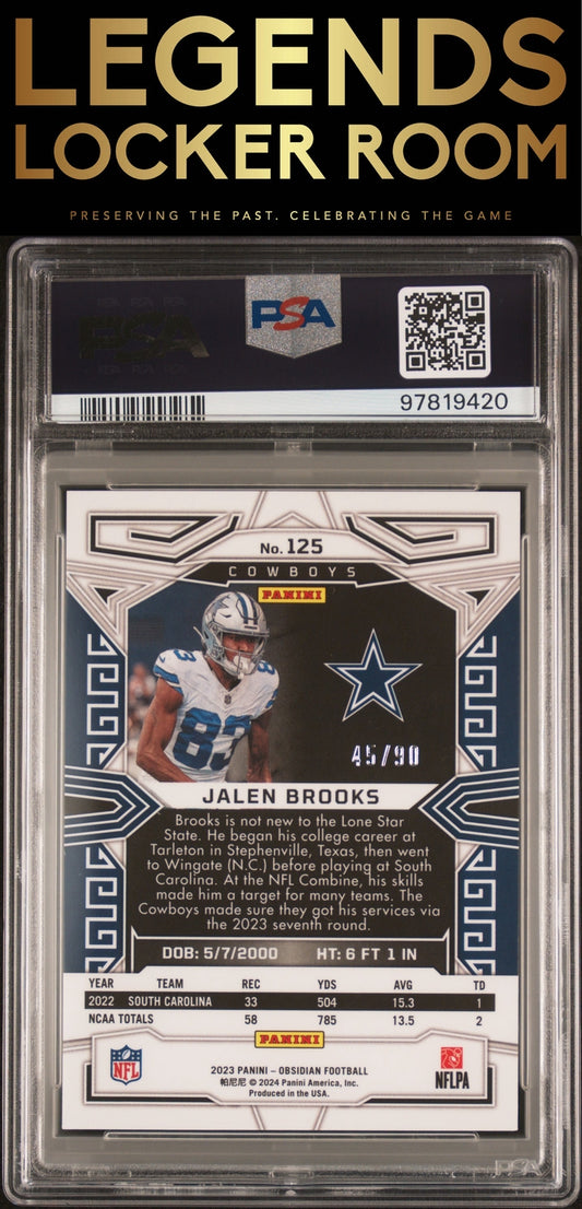 2023 Panini Obsidian #125 Jalen Brooks Electric Etch Asia Red Flood PSA 10