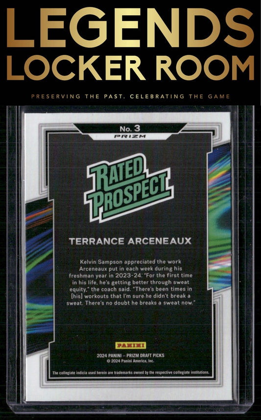 2024 Panini Prizm Draft Picks #3 Terrance Arceneaux Rated Prospect Prizms Silver
