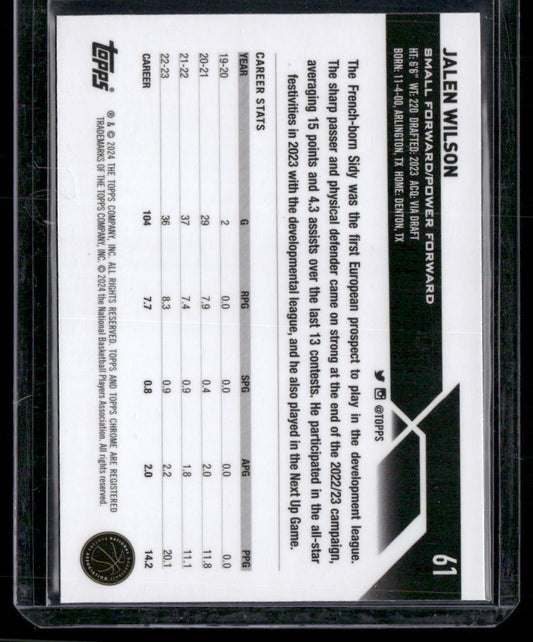 2023-24 Topps Chrome Sapphire #61 Jalen Wilson