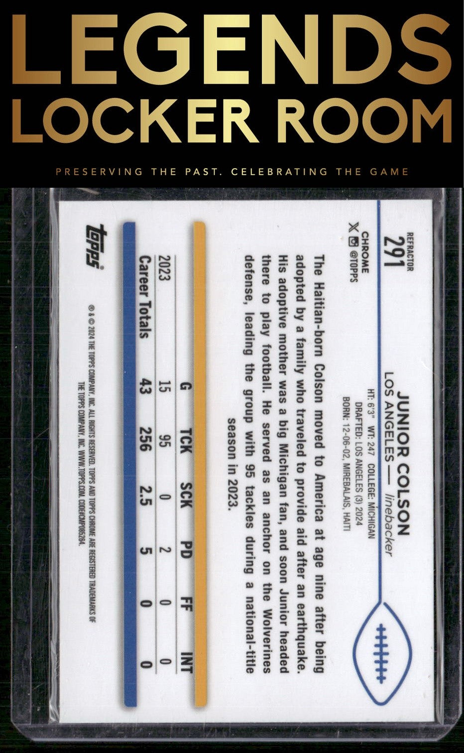 2024 Topps Chrome #291 Junior Colson Refractor