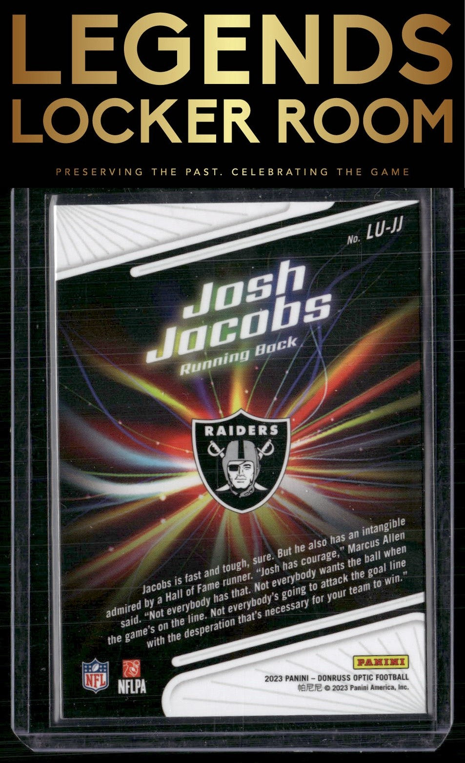 2023 Donruss Optic #LU-JJ Josh Jacobs Light It Up!