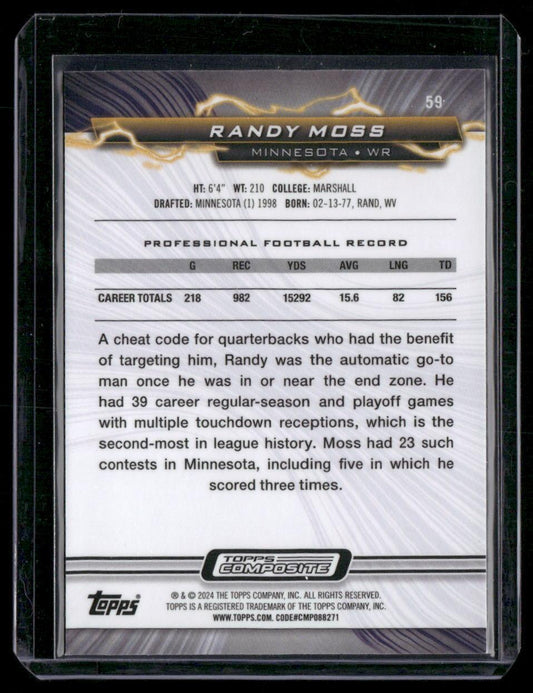 2023 Topps Composite #59 Randy Moss Resurgence Sky Blue and Pink Shock