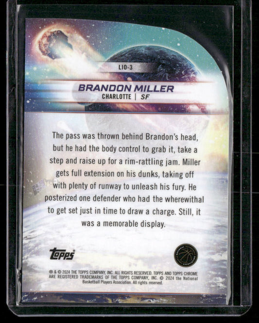 2023-24 Topps Chrome Cosmic #LIO-3 Brandon Miller Launched Into Orbit