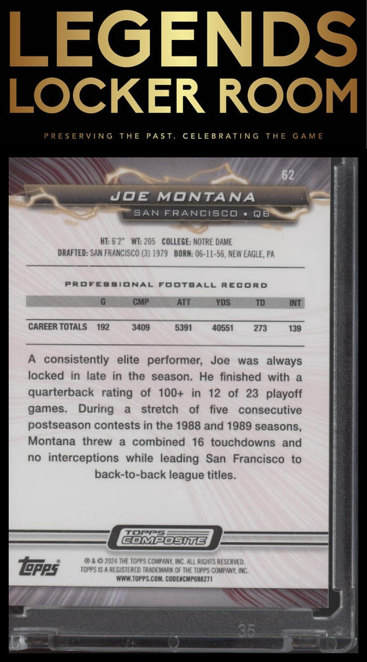 2023 Topps Composite #62 Joe Montana Resurgence Purple Surge #/99
