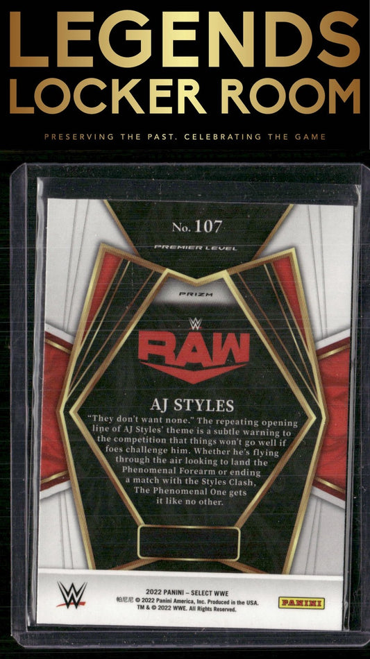 2022 Panini Select WWE #107 AJ Styles Orange Flash Prizms