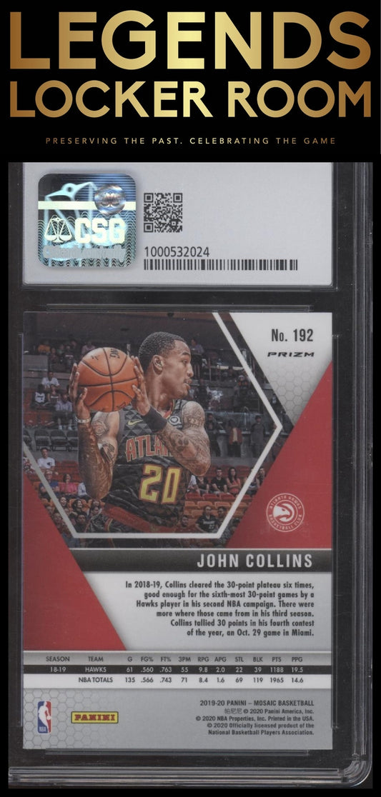 2019-20 Panini Mosaic #192 John Collins Prizm CSG 8.5
