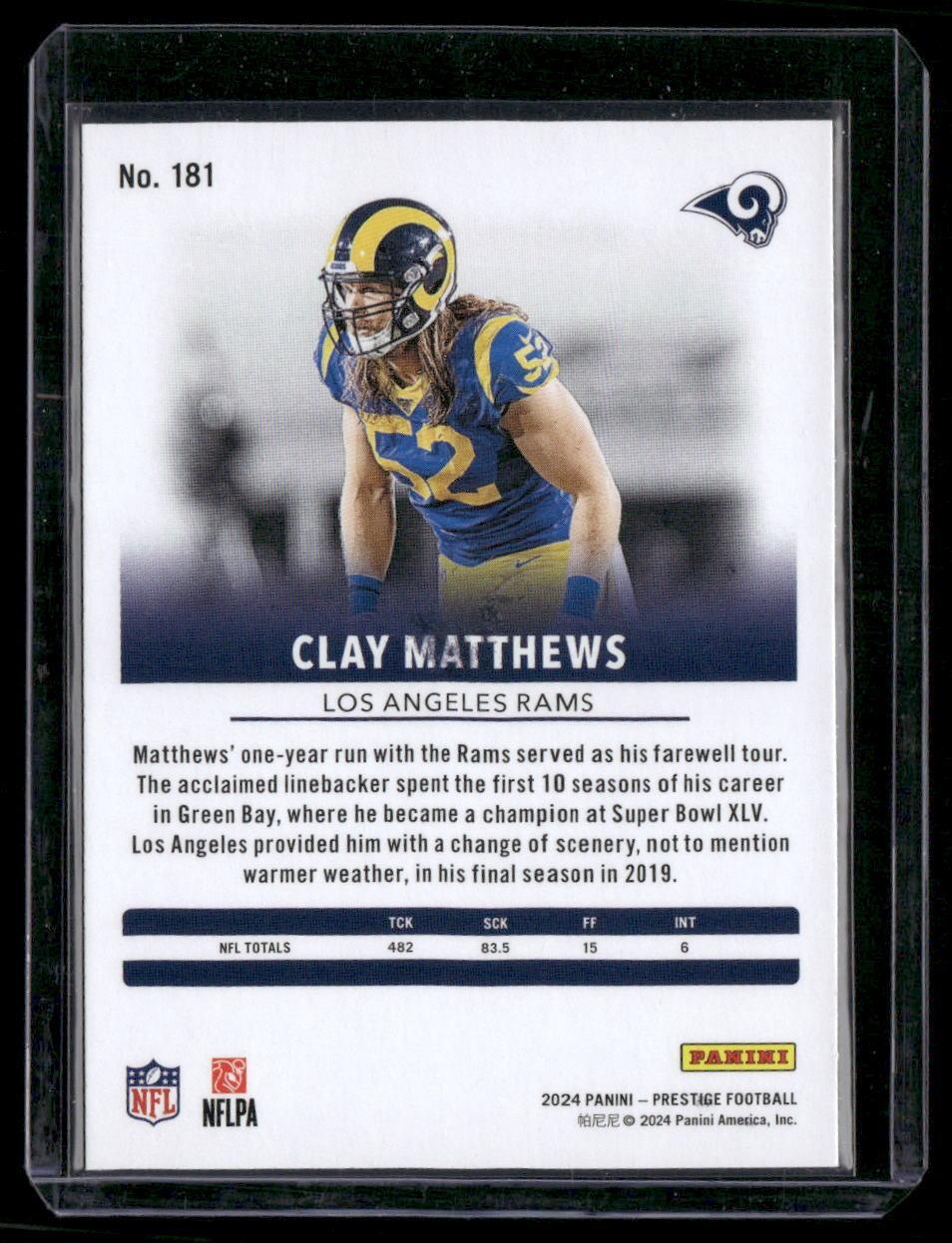 2024 Panini Prestige #181 Clay Matthews