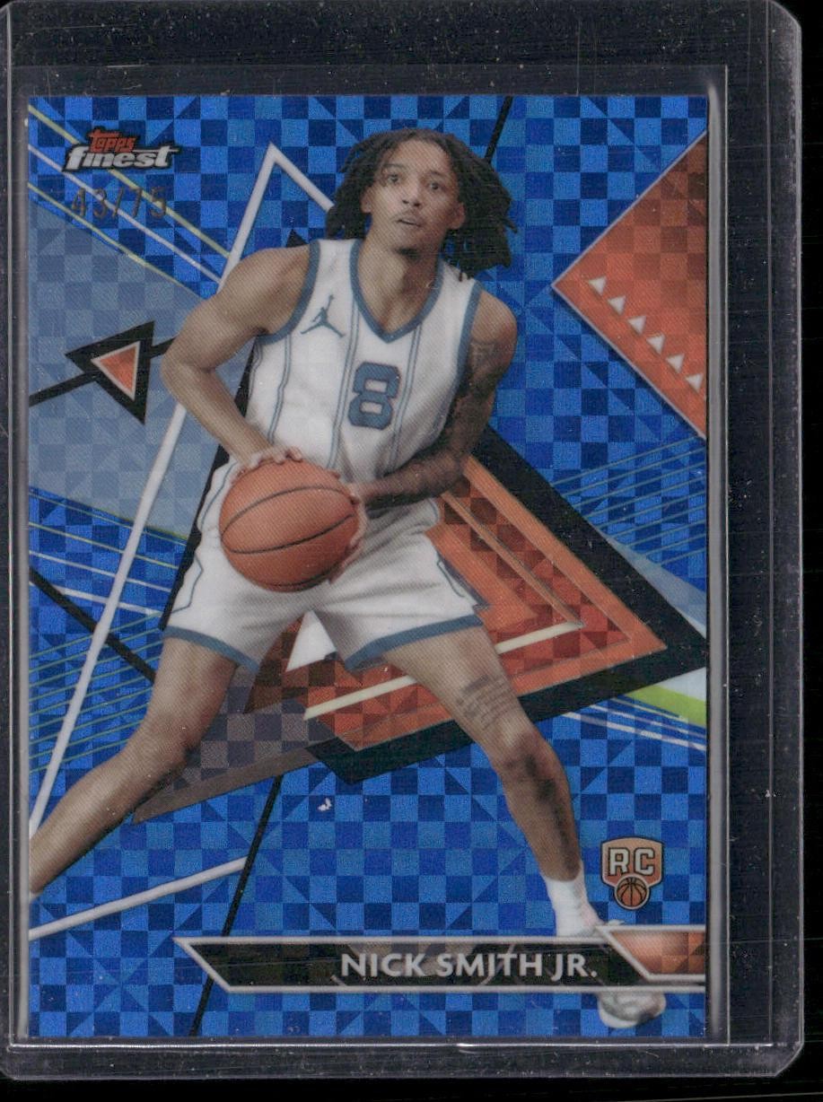 2023-24 Finest #182 Nick Smith JR. Blue Checkerboard Refractors #/75