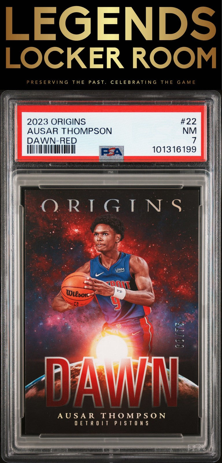 2023 Panini Origins Dawn #22 Ausar Thompson Dawn-Red PSA 7