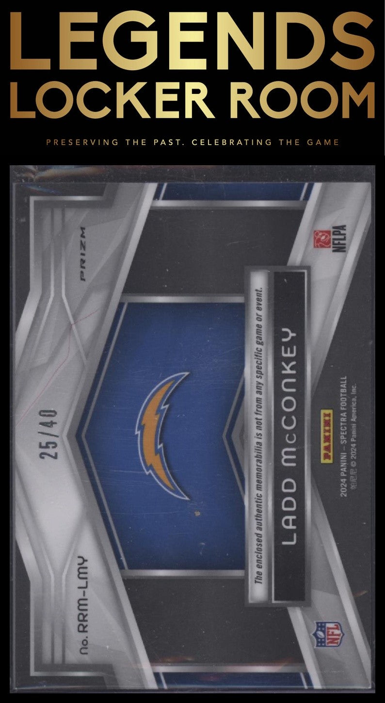 2024 Panini Spectra #RRM-LMY Ladd McConkey Rising Rookie Materials Astral #/40