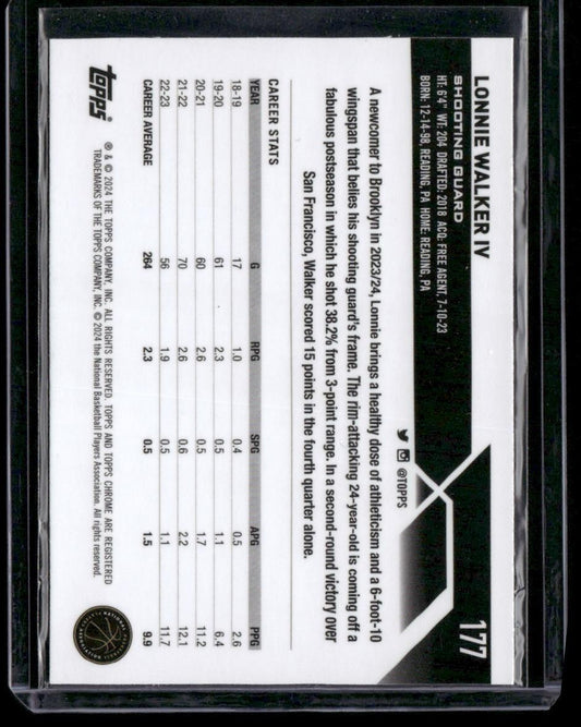 2023-24 Topps Chrome #177 Lonnie Walker IV Negative Refractors