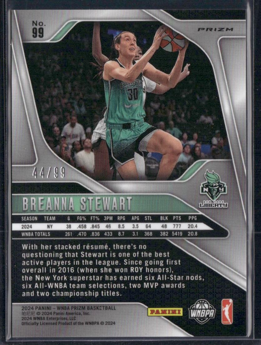 2024 Panini Prizm WNBA #99 Breanna Stewart Orange Prizms #/99