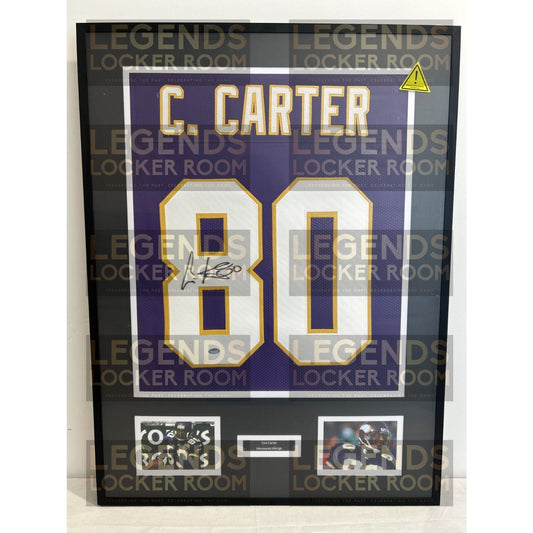 Framed Cris Carter Autographed Jersey (With Certificate of Authenticity)