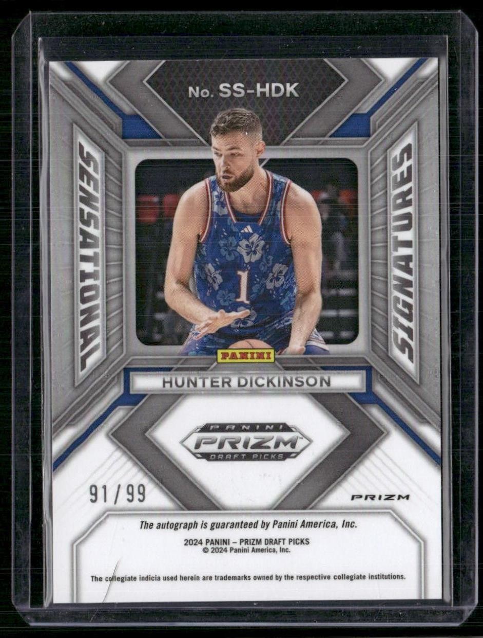 2024 Panini Prizm Draft Picks Hunter Dickinson Sensational Sig Purple Ice #/99